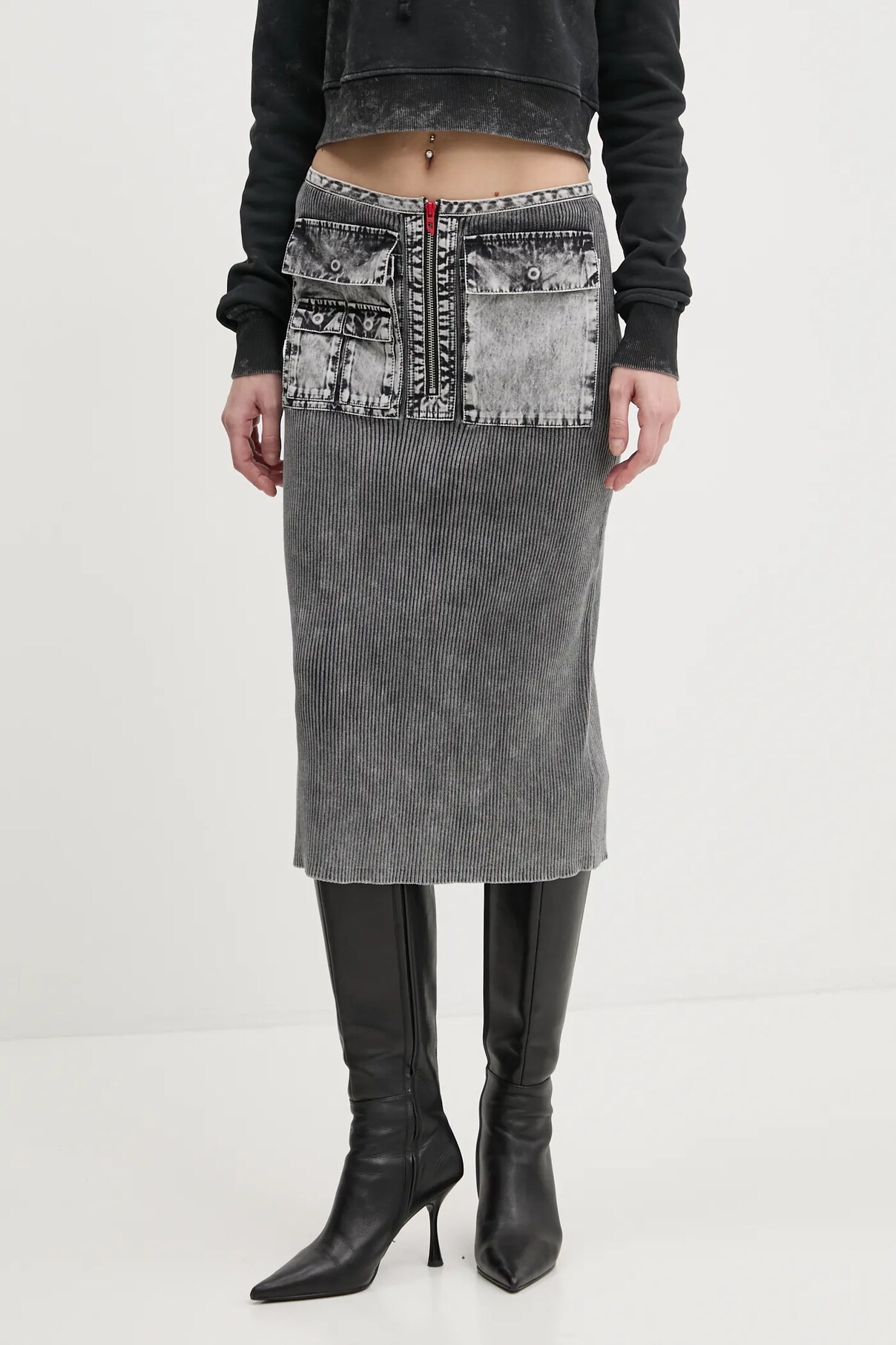 

Юбка из хлопка M-MERYN SKIRT Diesel, серый