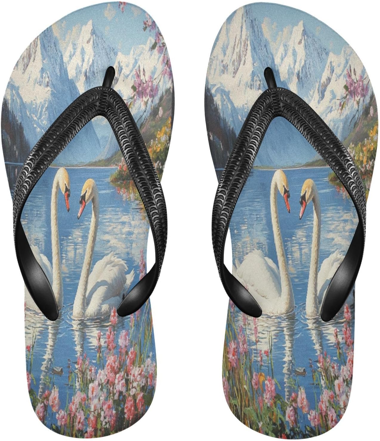 

Пляжные сланцы Lake Swan White с ремешком, с душем, резиновые, противоскользящие, летние тапочки для женщин и мужчин Sinestour