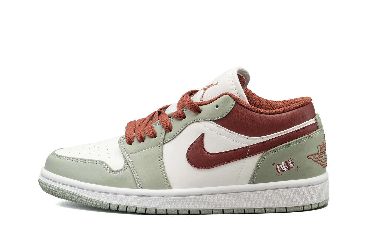 

Jordan Air 1 Lime Burgundy Low top Детские баскетбольные кроссовки Red Teenagers