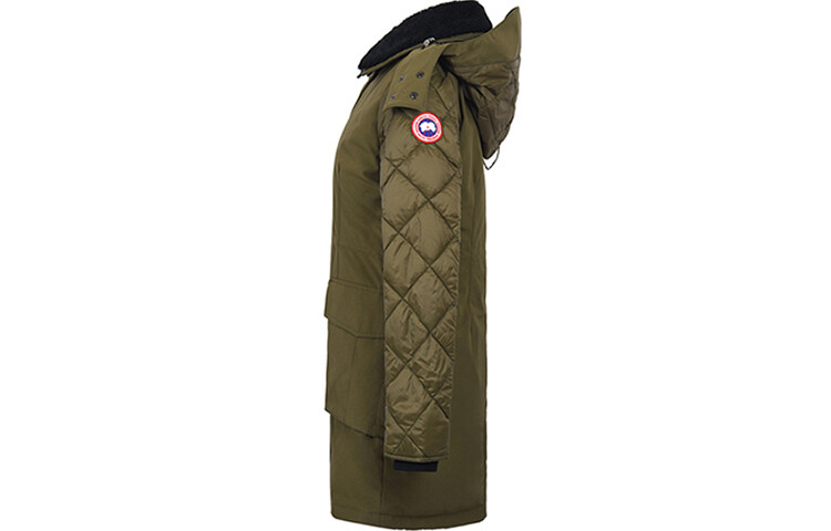 Женский пуховик Canada Goose со стегаными рукавами, темно-зеленый — фото 2