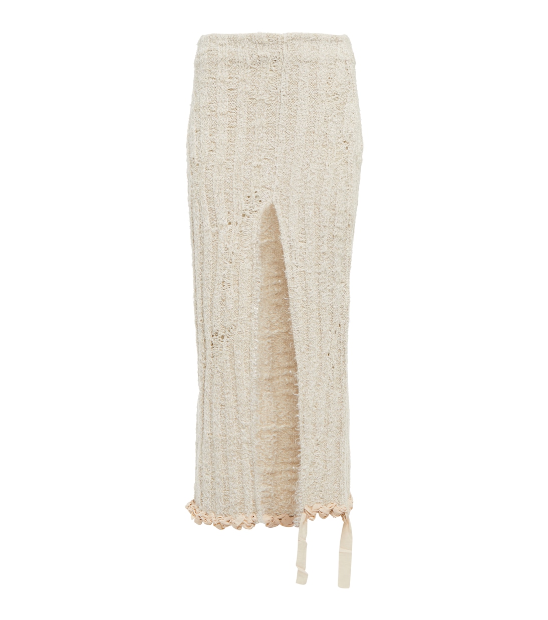 Юбка макси из шерстяной смеси, связанная крючком Acne Studios, Ecru/White