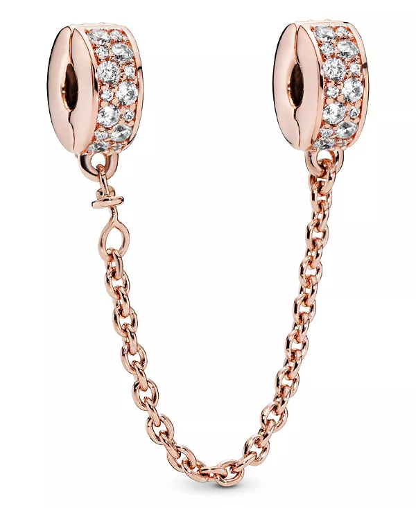 

Подвеска-Зажим с цепочкой безопасности из стерлингового серебра с прозрачным паве Pandora, clear