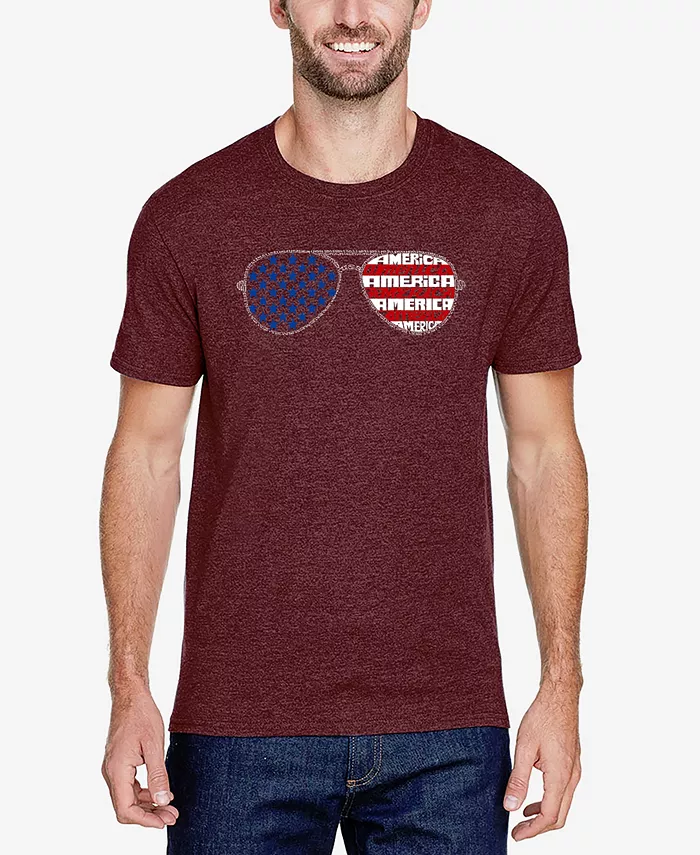 

Мужская футболка Premium Blend Word Art с принтом "Americana Sunglasses" LA Pop Art, красный