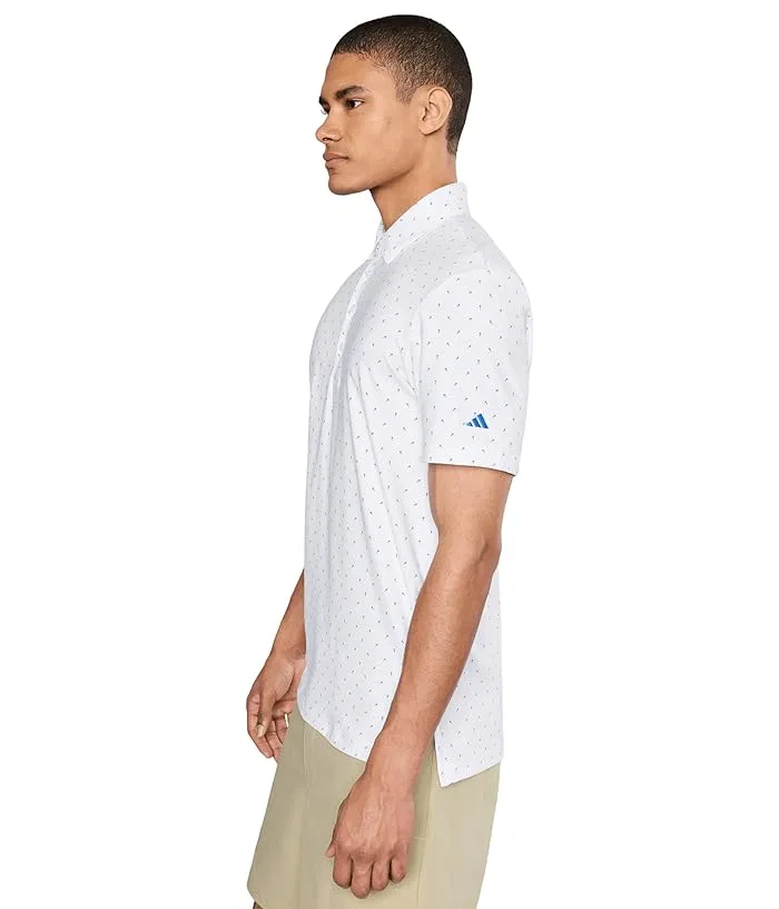 Поло Adidas Golf Ultimate365+ Micro Print, White/Lucid Ray Blue — фото 3