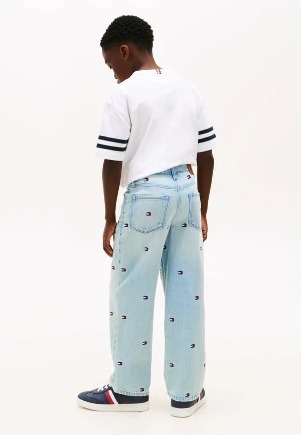 Джинсы свободного кроя с вышивкой в виде волнистого флага Tommy Hilfiger, Light Blue — фото 3