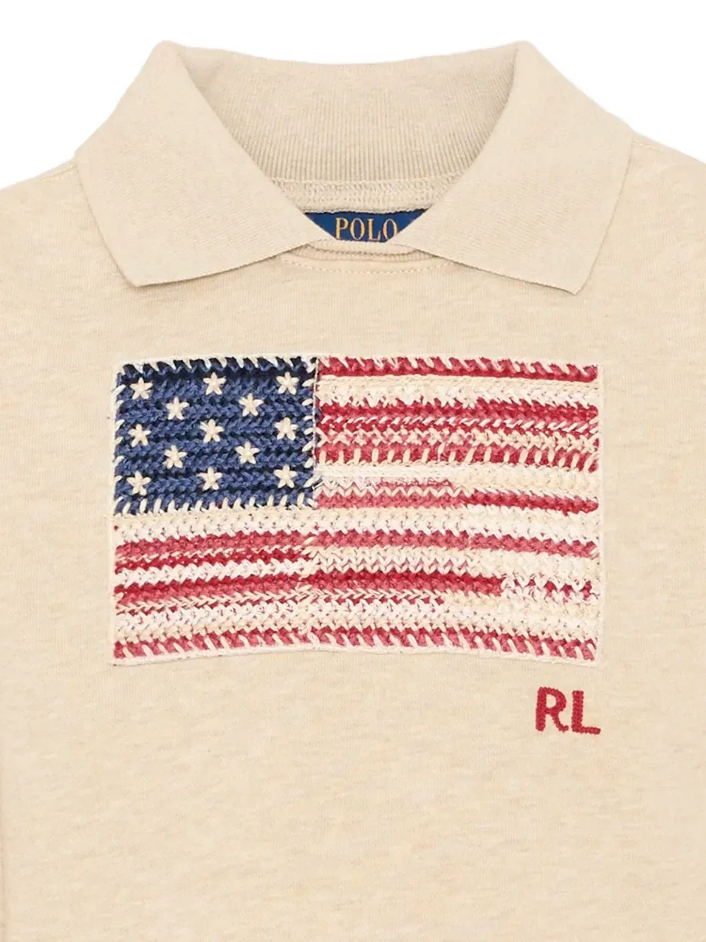Свитер с воротником с флаговой интарсией POLO RALPH LAUREN KIDS, бежевый — фото 3
