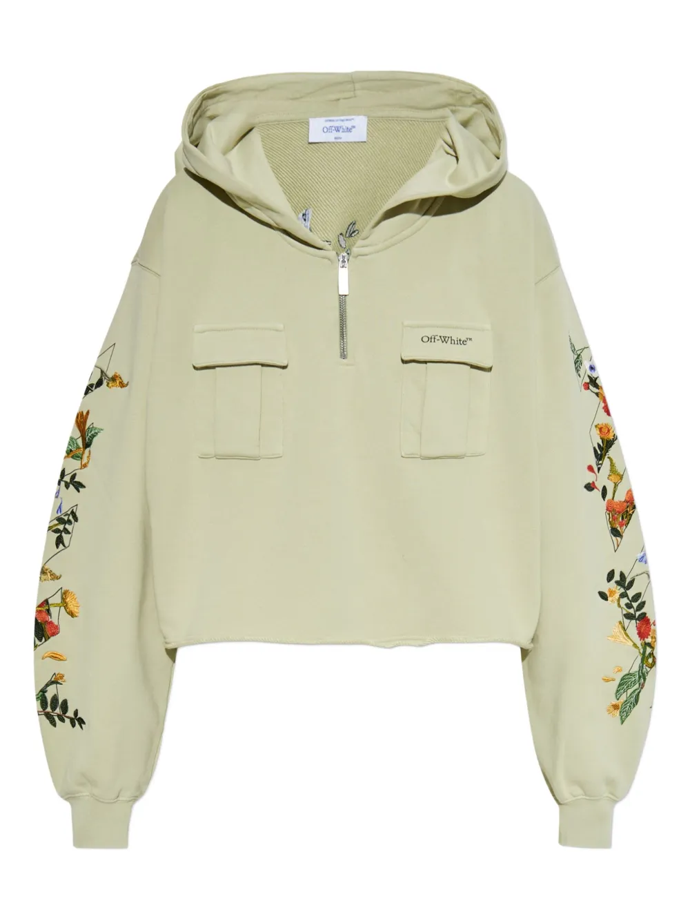 

Худи с цветочным принтом и карманом OFF-WHITE, зеленый