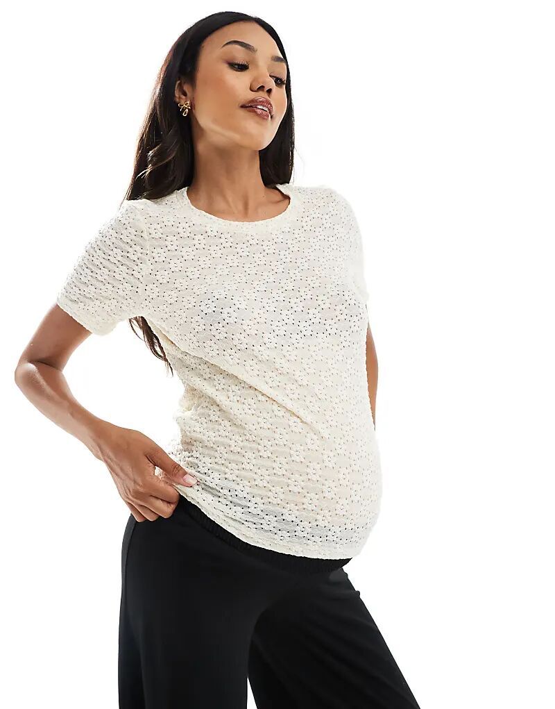 

Футболка Mamalicious Maternity из текстурированного джерси кремового цвета Mama.Licious