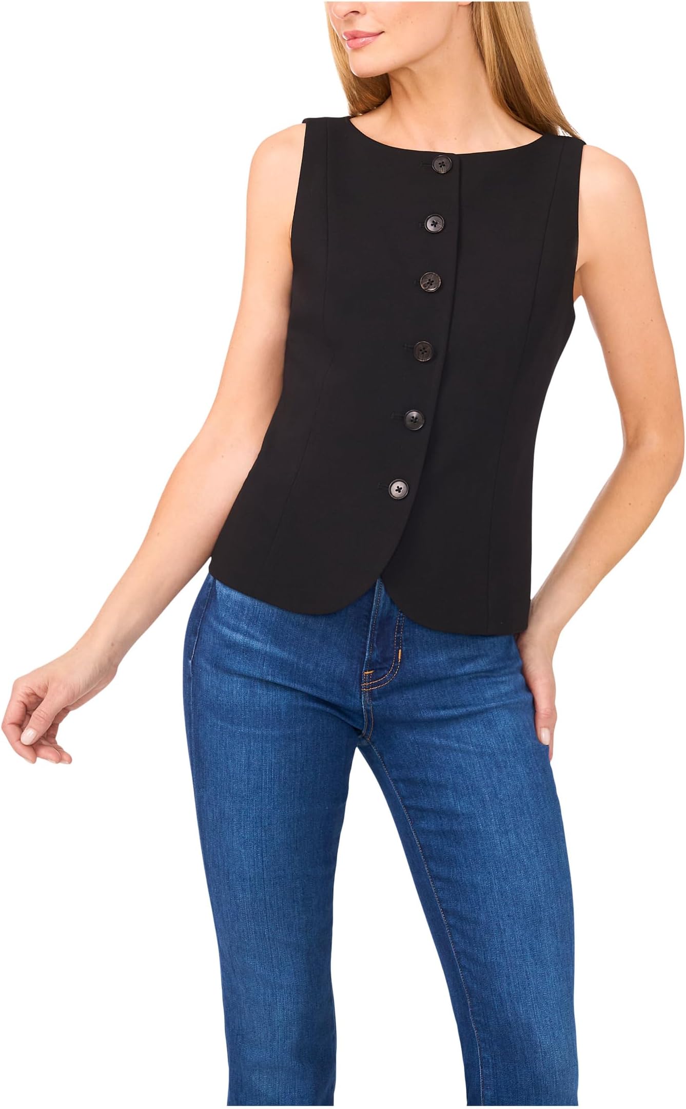 

Топ CeCe Boat Neck Waistcoat Top, цвет Rich Black