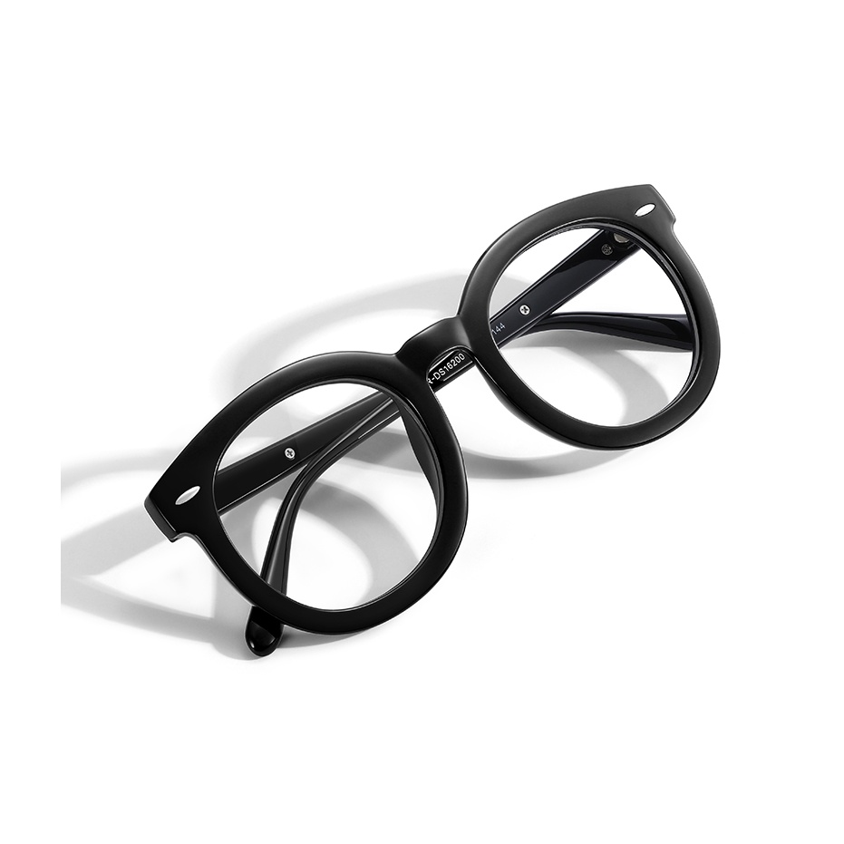 

Morakot Пластиковая круглая оправа для очков унисекс черная, Classic Black Frame with Black Label Cute Round Frame