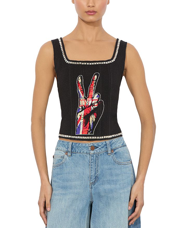

Боди Breslin с корсетом Alice and Olivia, черный