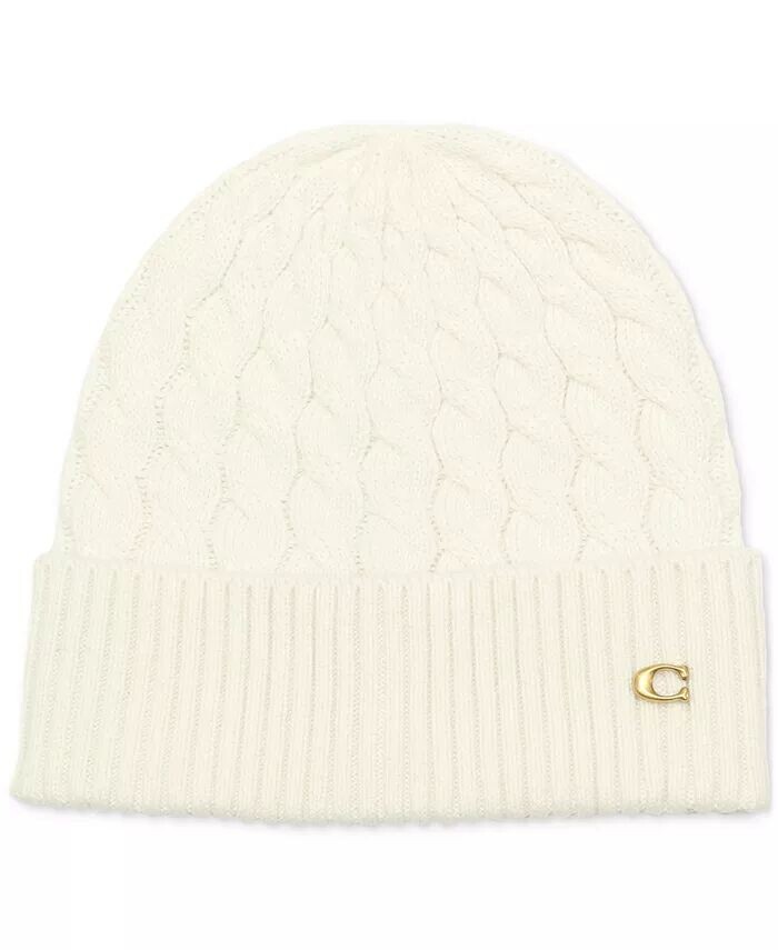 

Шапка-бини Signature C Cable Knit COACH, белый