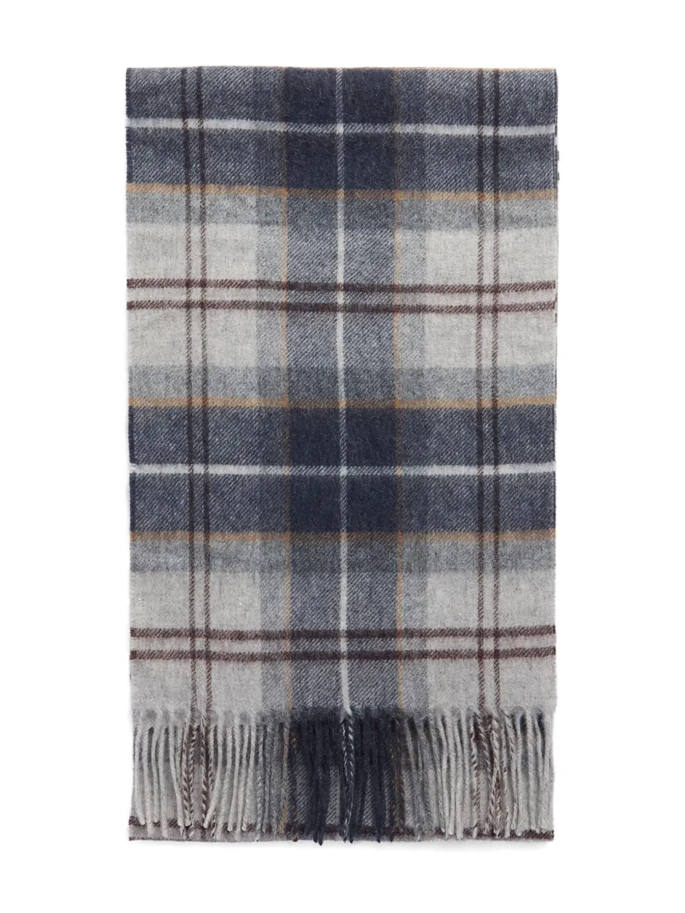 

Клетчатый шарф с бахромой Barbour, серый