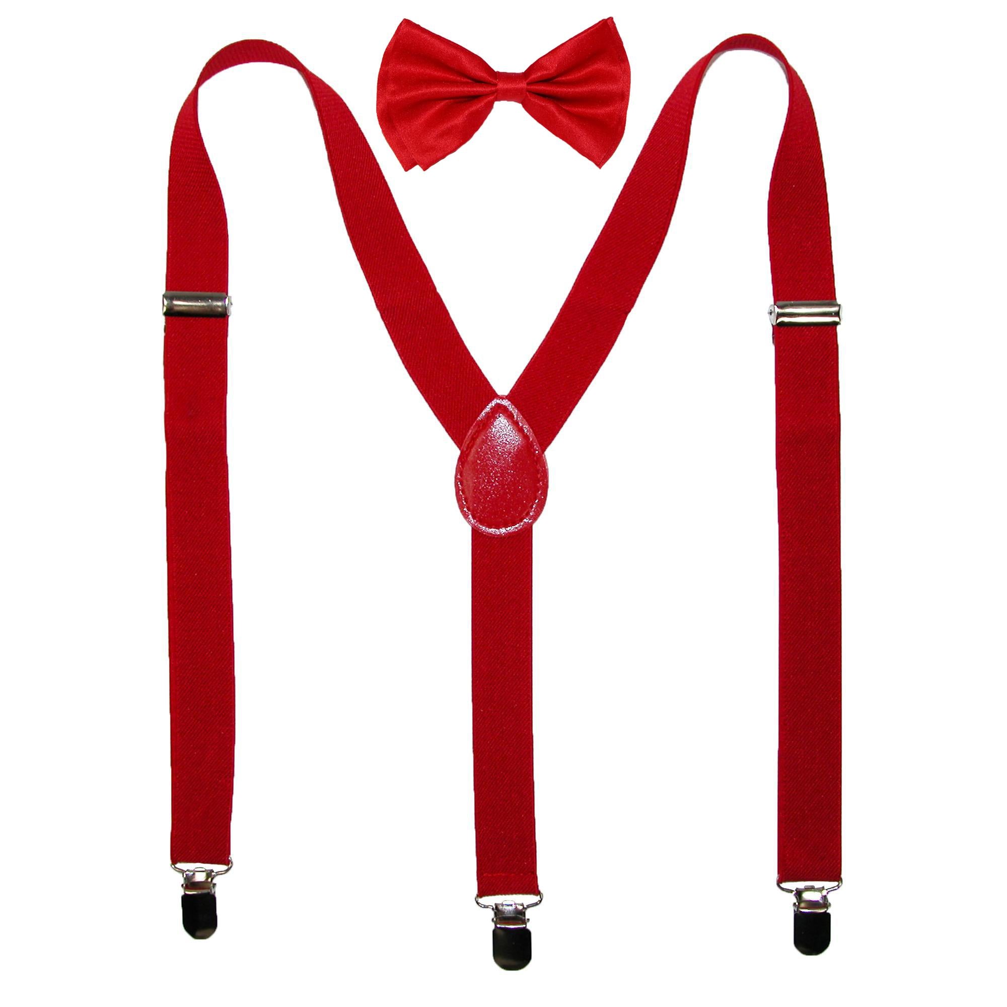 

Мужской однотонный галстук-бабочка с подтяжками CTM, цвет solid red set