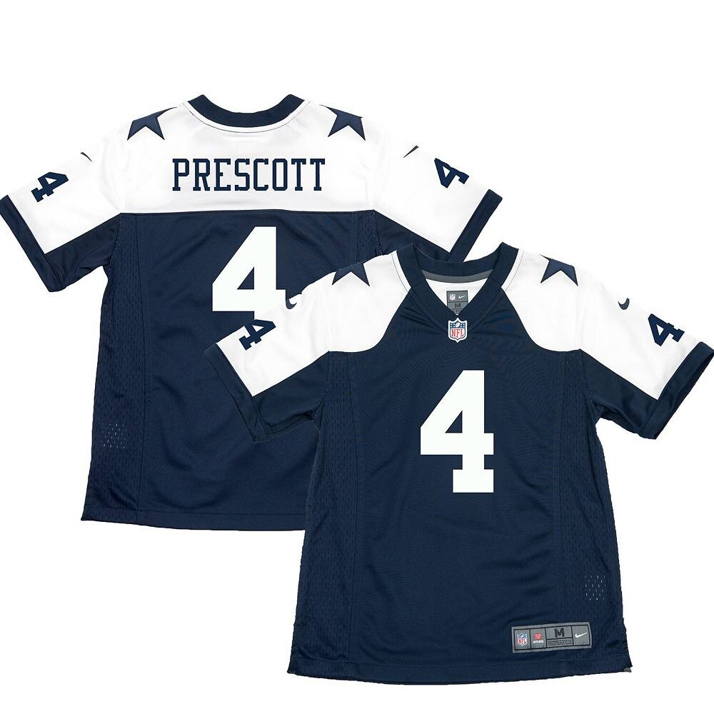 Молодежный игровой трикотаж Nike Dak Prescott Navy Dallas Cowboys Throwback Game, цвет Cow Navy — фото 2