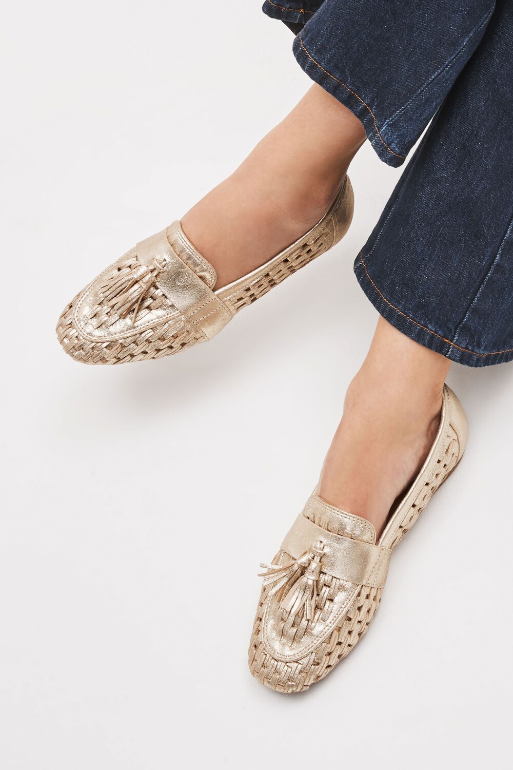 

Кожаные лоферы Forever Comfort с тканым узором Next, желтый