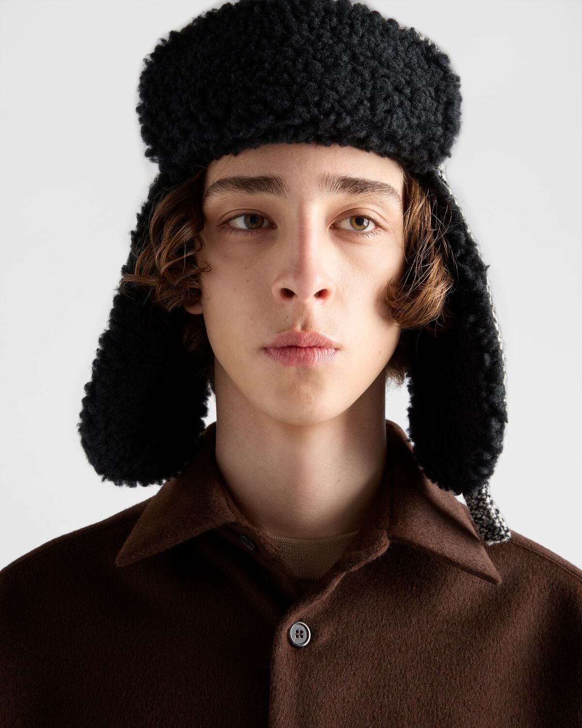 Рубашка из шерсти и кашемира Prada, коричневый — фото 4