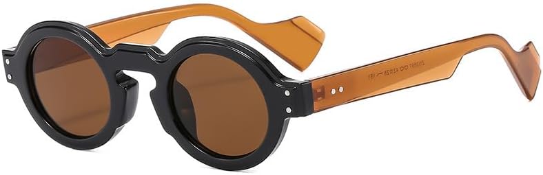 

Солнцезащитные очки для мужчин и женщин - защита UV400 - круглые, в стиле панк, с двухцветными заклепками, для занятий спортом на открытом воздухе и вождения QWBSER, 4