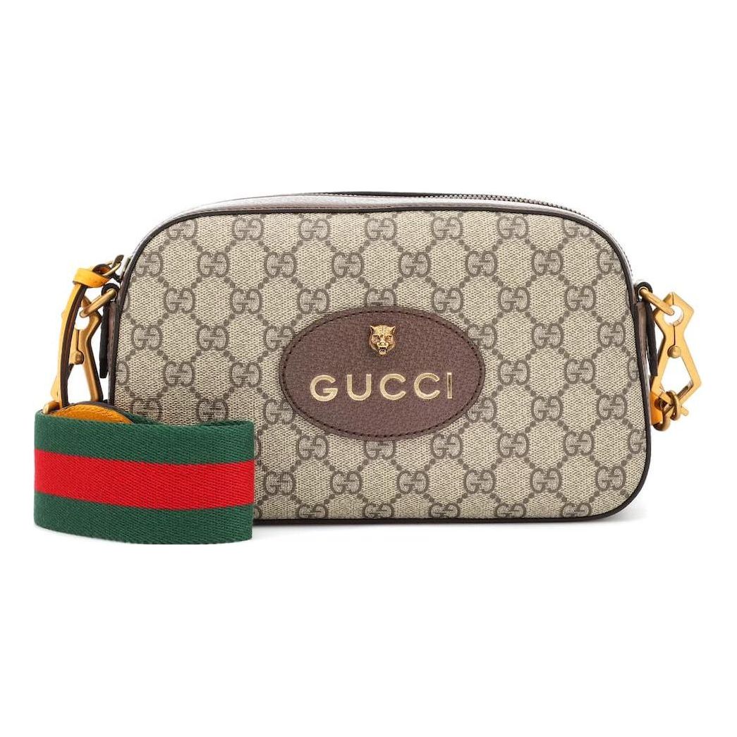 

Сумка-мессенджер Gucci Neo Vintage с металлическим логотипом в виде головы тигра, коричнево-желтая