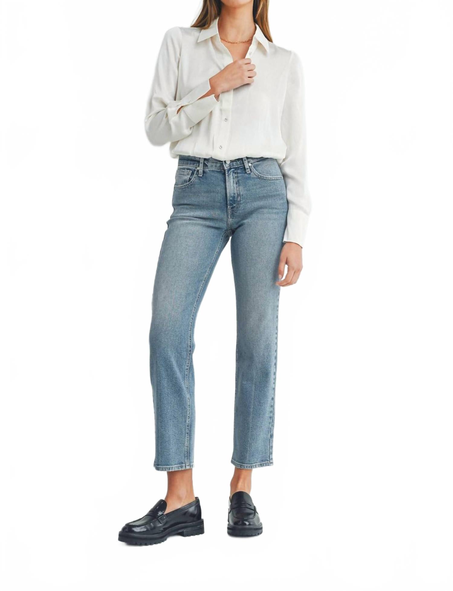 

Джинсы Lila Clean Straight средней посадки синего цвета Just Black Denim, синий