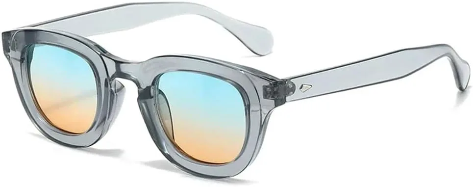 

Круглые солнцезащитные очки в стиле панк с защитой от УФ-излучения UV400 и заклепками, для мужчин и женщин. Подходят для спорта и путешествий UYPTK, Gray Blue Pink