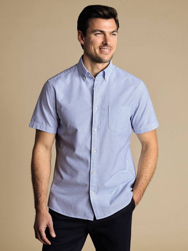 

Хлопковая рубашка Charles Tyrhwitt Slim Fit с пуговицами и полосатым воротником Charles Tyrwhitt