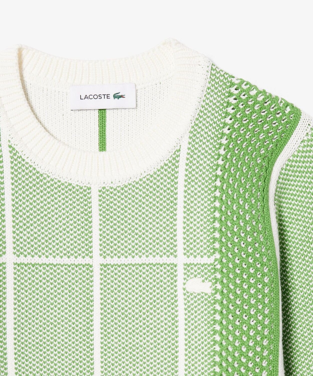Свитер LACOSTE Теннисный корт, жаккардовый узор, зеленый — фото 3