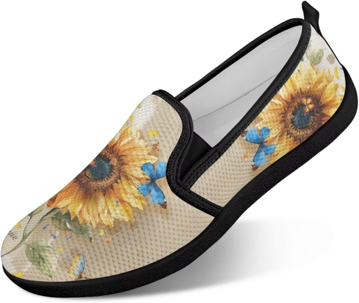 

Мужские лоферы без шнурков, удобные повседневные туфли, дышащие сетчатые кроссовки для ходьбы, плоская подошва без перепада, для тренажерного зала, размеры 4-9 Twousenru, Sunflower & Butterfly