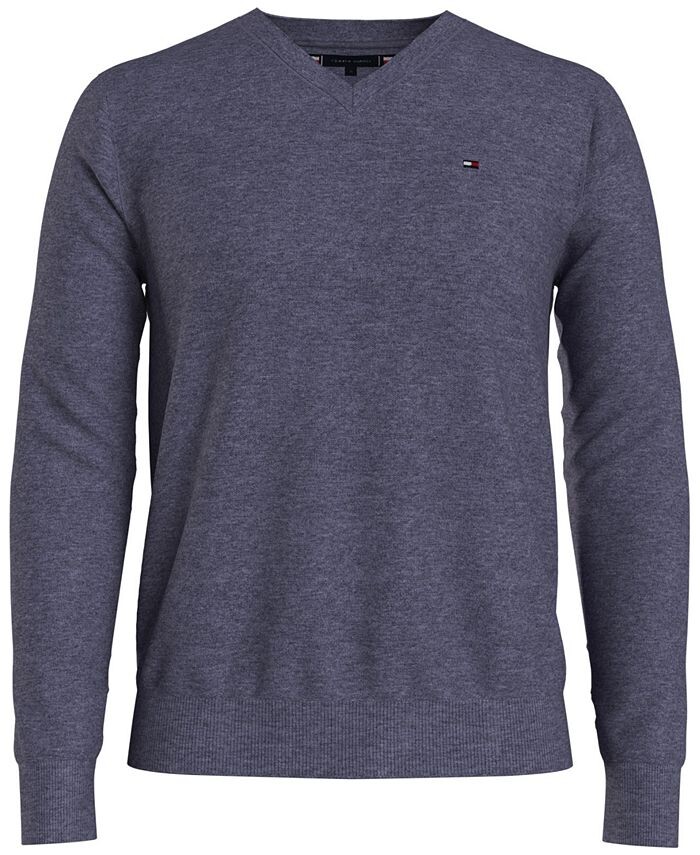 

Мужской однотонный свитер с v-образным вырезом Essential Tommy Hilfiger, синий