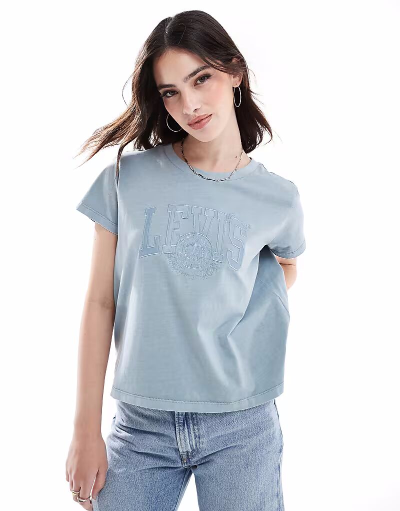 

Футболка свободного кроя Levi's с тональной аппликацией логотипа, средне-синего цвета