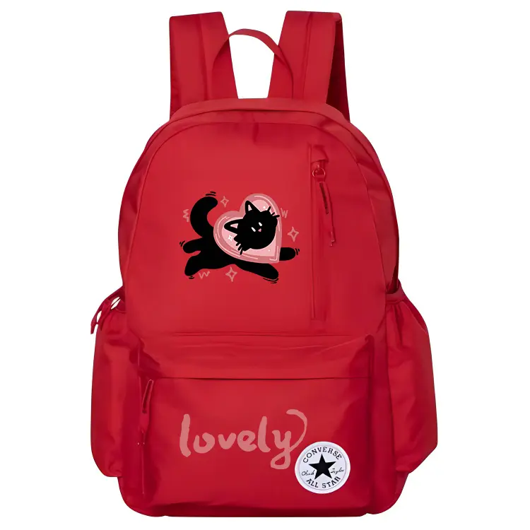

Converse Полиэстеровый рюкзак обычный унисекс красный, Heart Cat