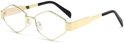 

Солнцезащитные очки многоугольной формы 2027 года для женщин, солнцезащитные очки ромбовидной формы в стиле ретро-винтаж с металлическими бриллиантами MTZJH, Gold Clear