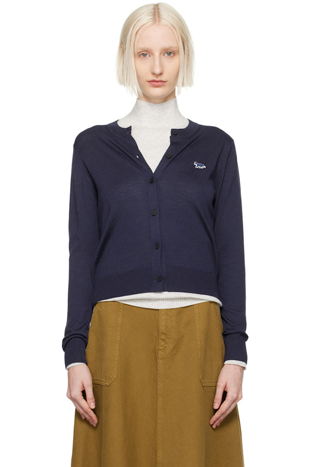 

Кардиган с вышивкой лисёнка Regular Maison Kitsuné, цвет deep navy