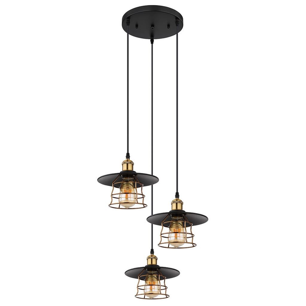 

Подвесной светильник, металл, черная латунь, абажур, D 33 см Globo Lighting, золото