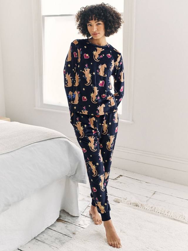 

Волшебный тигр велюровый длинный комплект пижамы Chelsea Peers, Navy