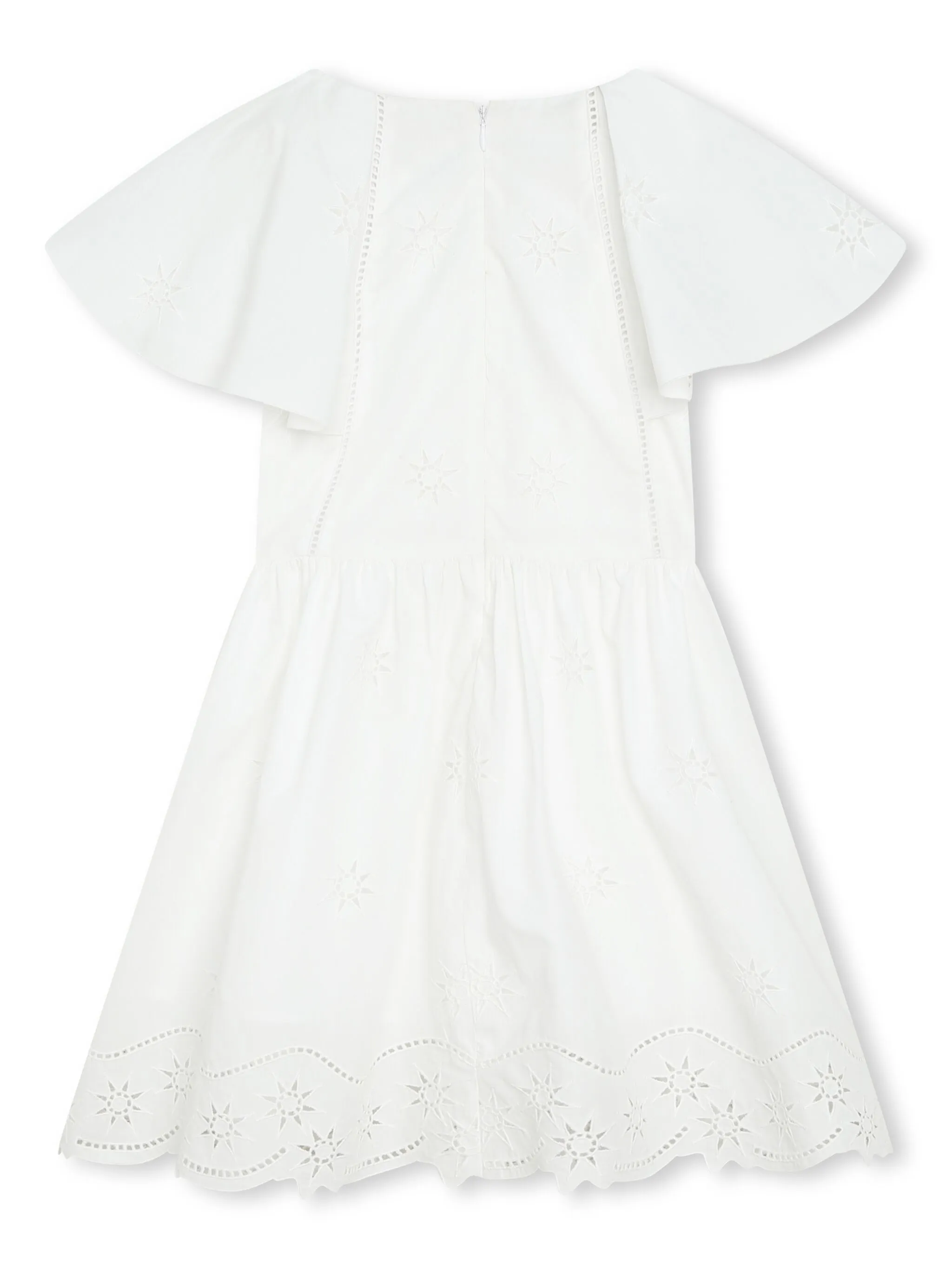 Платье из органического хлопка с вышивкой Chloé Kids, белый — фото 2
