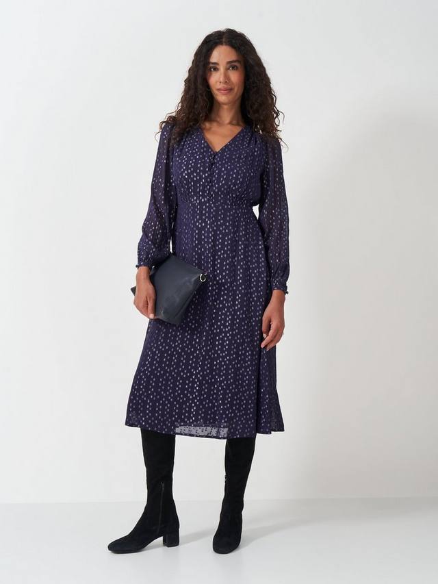 

Миди - платье из металлического жаккарда kyra Crew Clothing, цвет Navy Blue