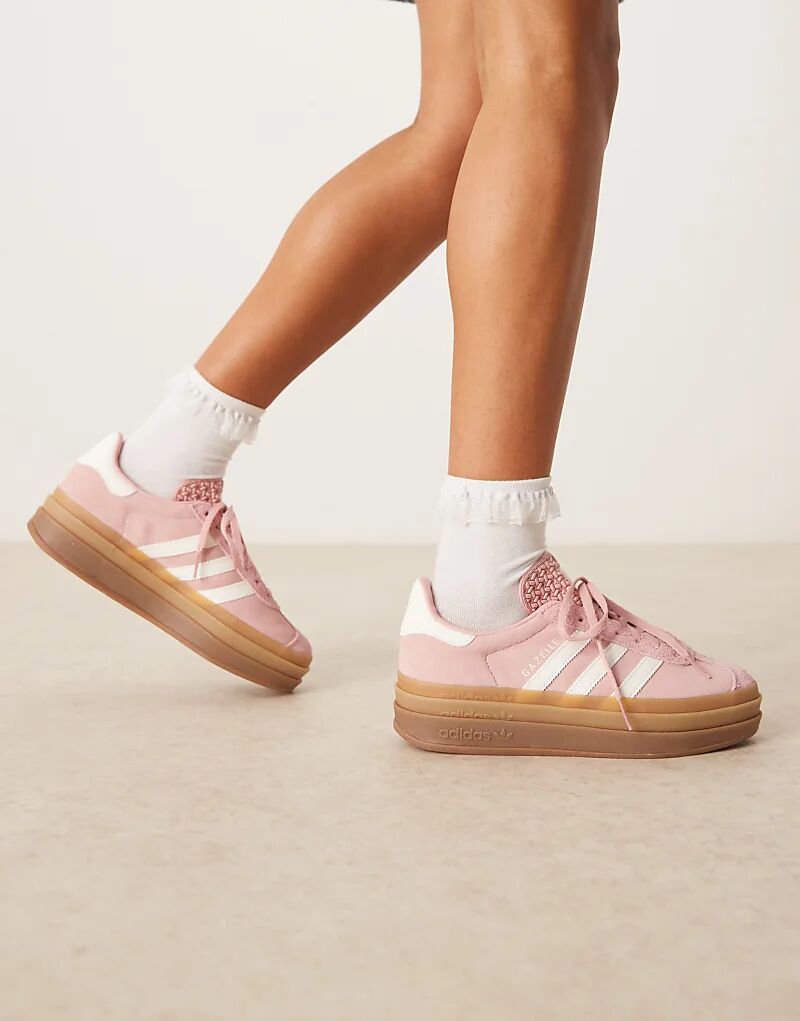 Кроссовки adidas Originals Gazelle Bold розового и белого цветов — фото 3