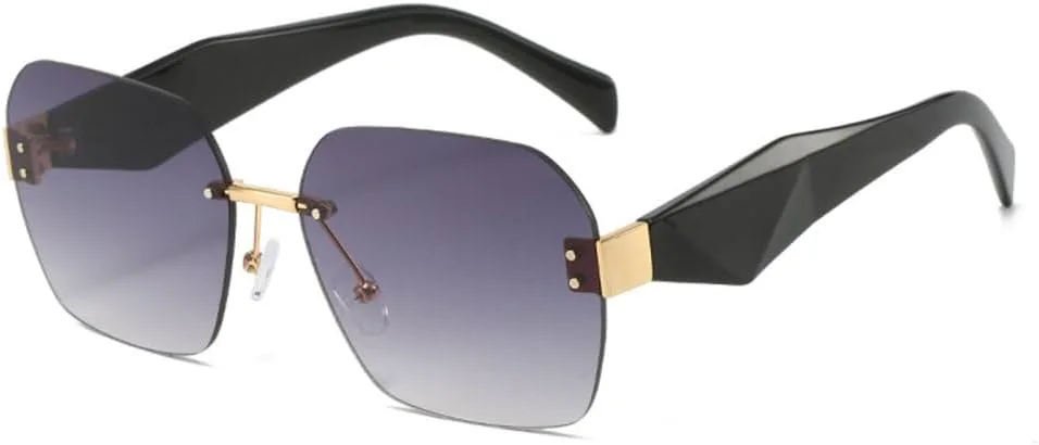 

Модные солнцезащитные очки без оправы для женщин, роскошные солнцезащитные очки без оправы, винтажные очки с ромбовидными зеркальными дужками MUTYNE, Gray