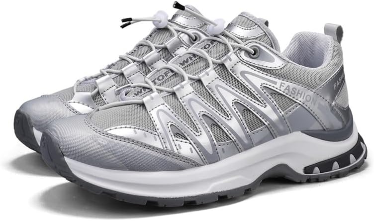 

Мужские дышащие кроссовки с регулируемой шнуровкой, круглым носком, легкие низкие повседневные кеды, подходящие для ежедневной носки и прогулок Igzbibg, серебро