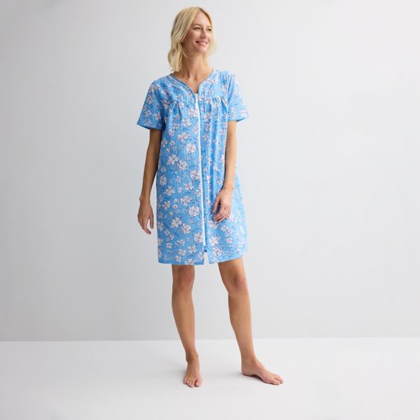 

Миниатюрный тканый спальный халат на молнии Croft & Barrow, цвет dogwood floral blue