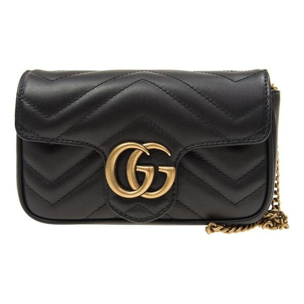 

Сумка gg marmont matelasse leather super mini bag 'black' Gucci, черный