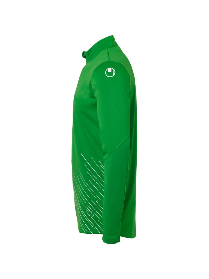 Uhlsport Футболка с застежкой-молнией 1/4, цвет 26 1/4, зелено-белый — фото 3