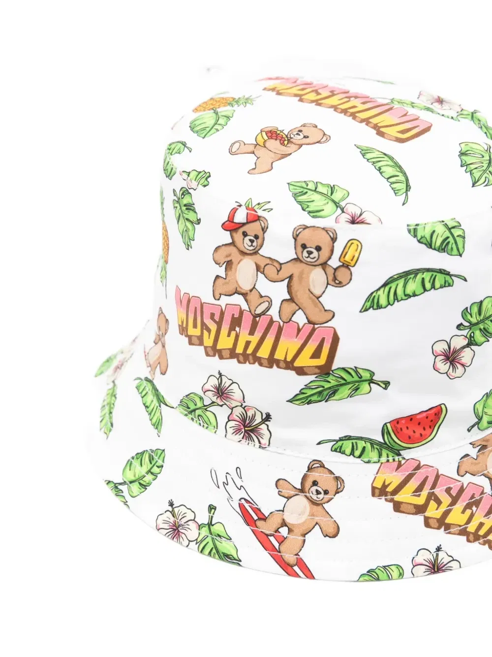 Панама с принтом в виде медвежонка Moschino Kids, белый — фото 3