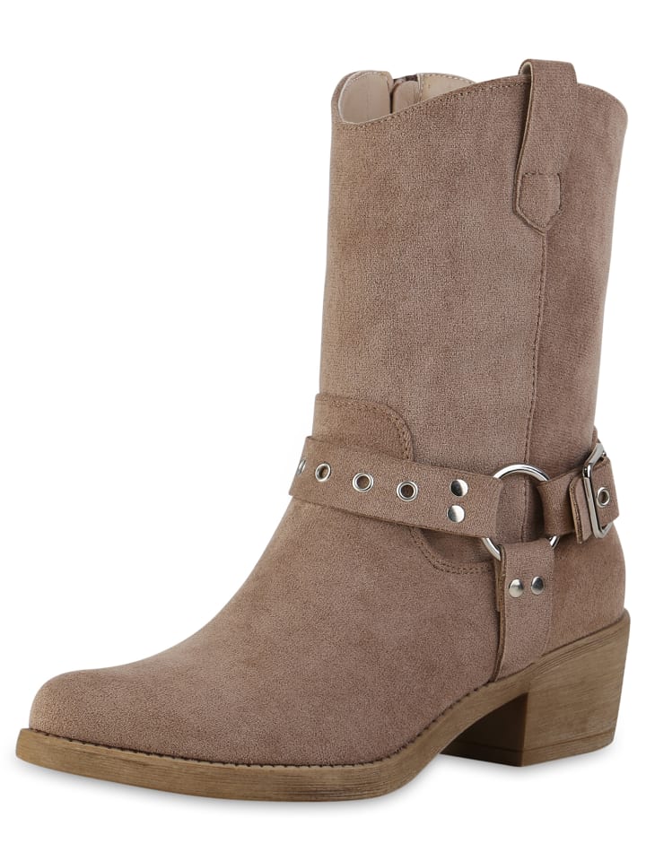 Ботильоны VAN HILL Cowboy Boots Grace, цвет khaki velours