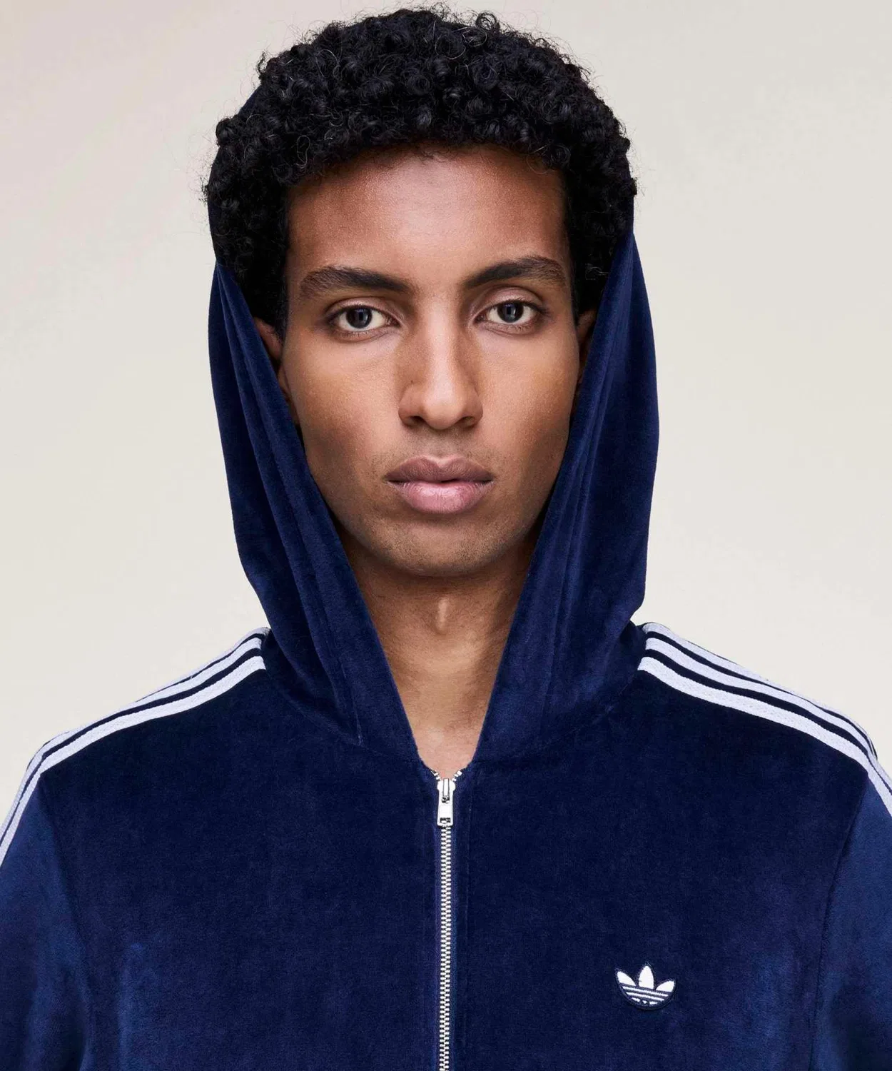 Куртка-трактор из велюра adidas Originals by Wales Bonner, синяя — фото 3