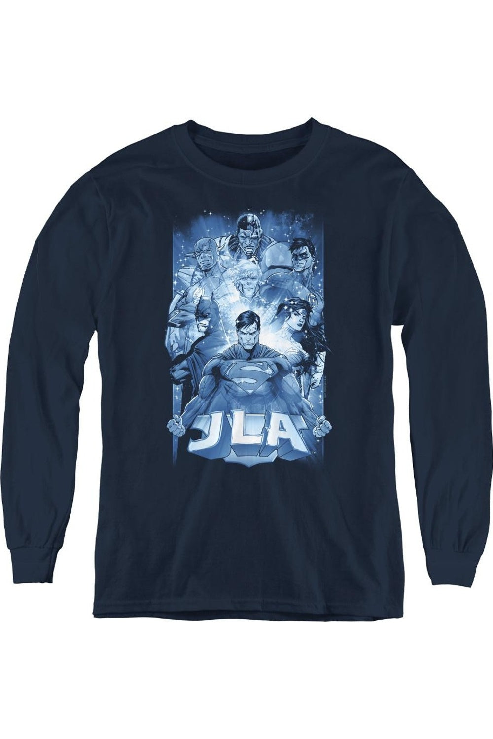 

Футболка с длинным рукавом Justice League of America Burst Youth Gildan, темно-синий
