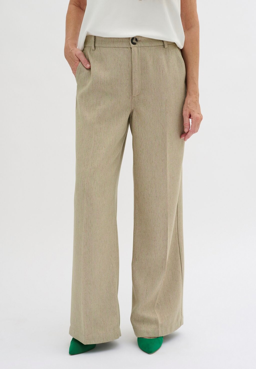 

Брюки Elisamw Wide My Essential Wardrobe, цвет silver sage green melange