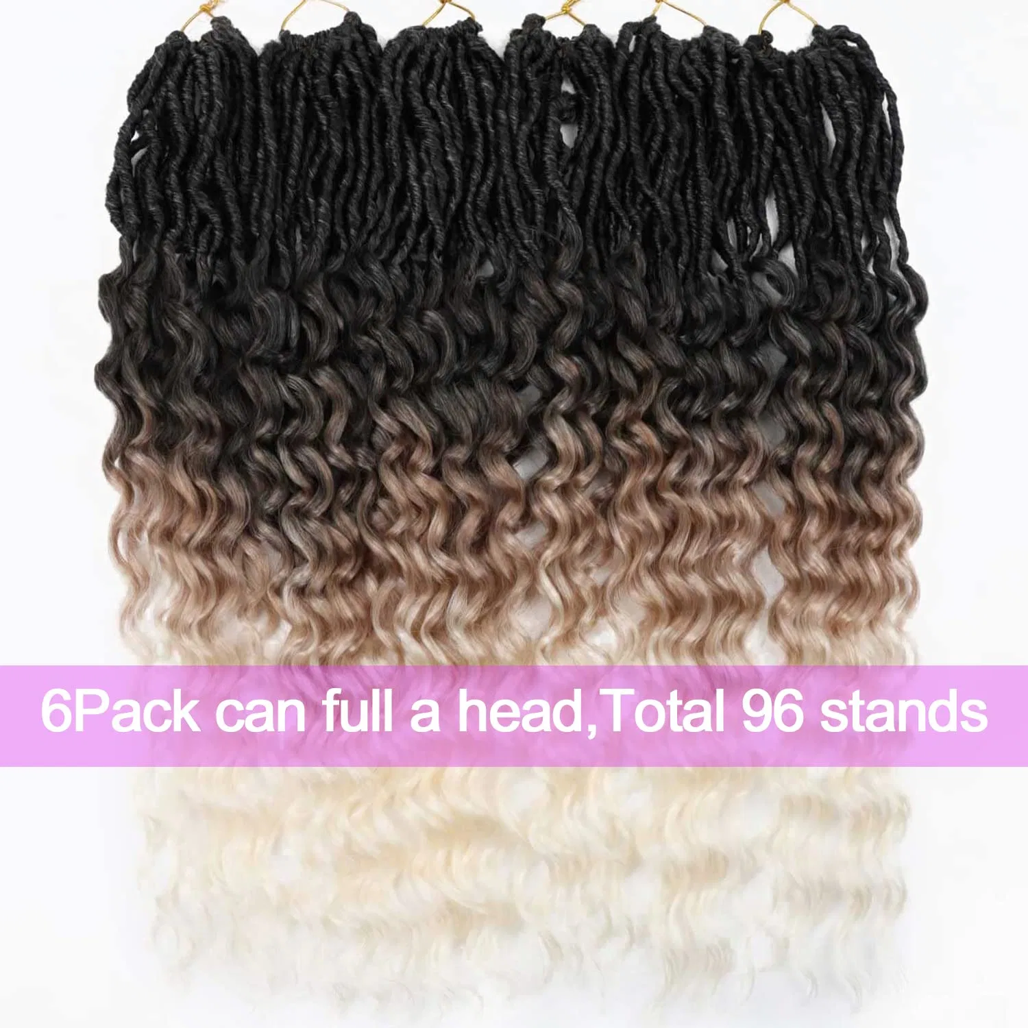Наращивание волос Soft Crochet Faux Locs 24 дюйма, 6 упаковок Fanwyfyu, 1B/27/613 — фото 4