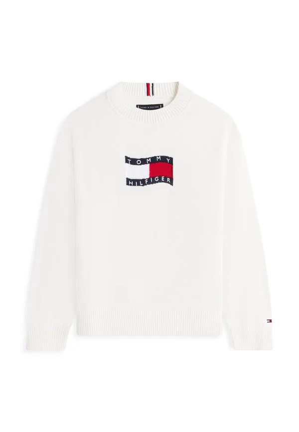 Джемпер с круглым вырезом и интарсией, волнистым флагом Tommy Hilfiger, Ivory — фото 4